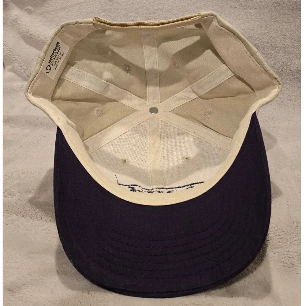 Vintage Overnite Cap Hat Beige & Blue Baseball Style Adjustable‎ Adult Trucker